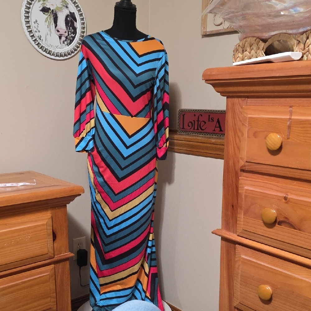 Colorful Chevron Maxi Dress